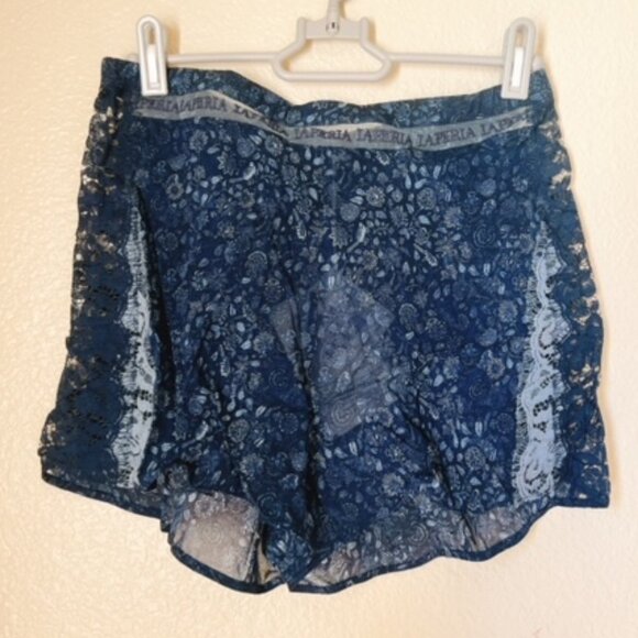 LA PERLA Silk shorts Navy Flower - Picture 1 of 6